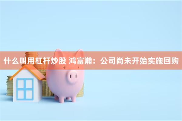什么叫用杠杆炒股 鸿富瀚：公司尚未开始实施回购